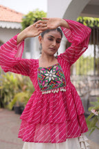 Navratri Kora Cotton Lehenga Choli with Kutchi Gamthi Patchwork back view