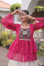 Navratri Kora Cotton Lehenga Choli with Kutchi Gamthi Patchwork styling view