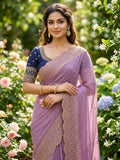 Purple Georgette Saree for women - full front view | Snyvia
