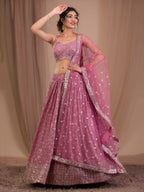 Georgette Lehenga Choli with Zari and Multiple Sequins Embroidery Work colour variant view
