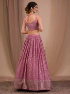 Georgette Lehenga Choli with Zari and Multiple Sequins Embroidery Work front view
