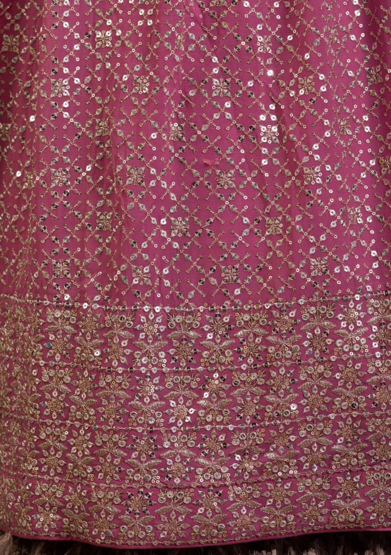 Georgette Lehenga Choli with Zari and Multiple Sequins Embroidery Work back view