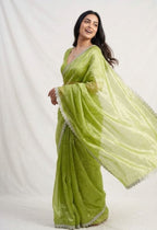 Green Saree - drape and pallu detail