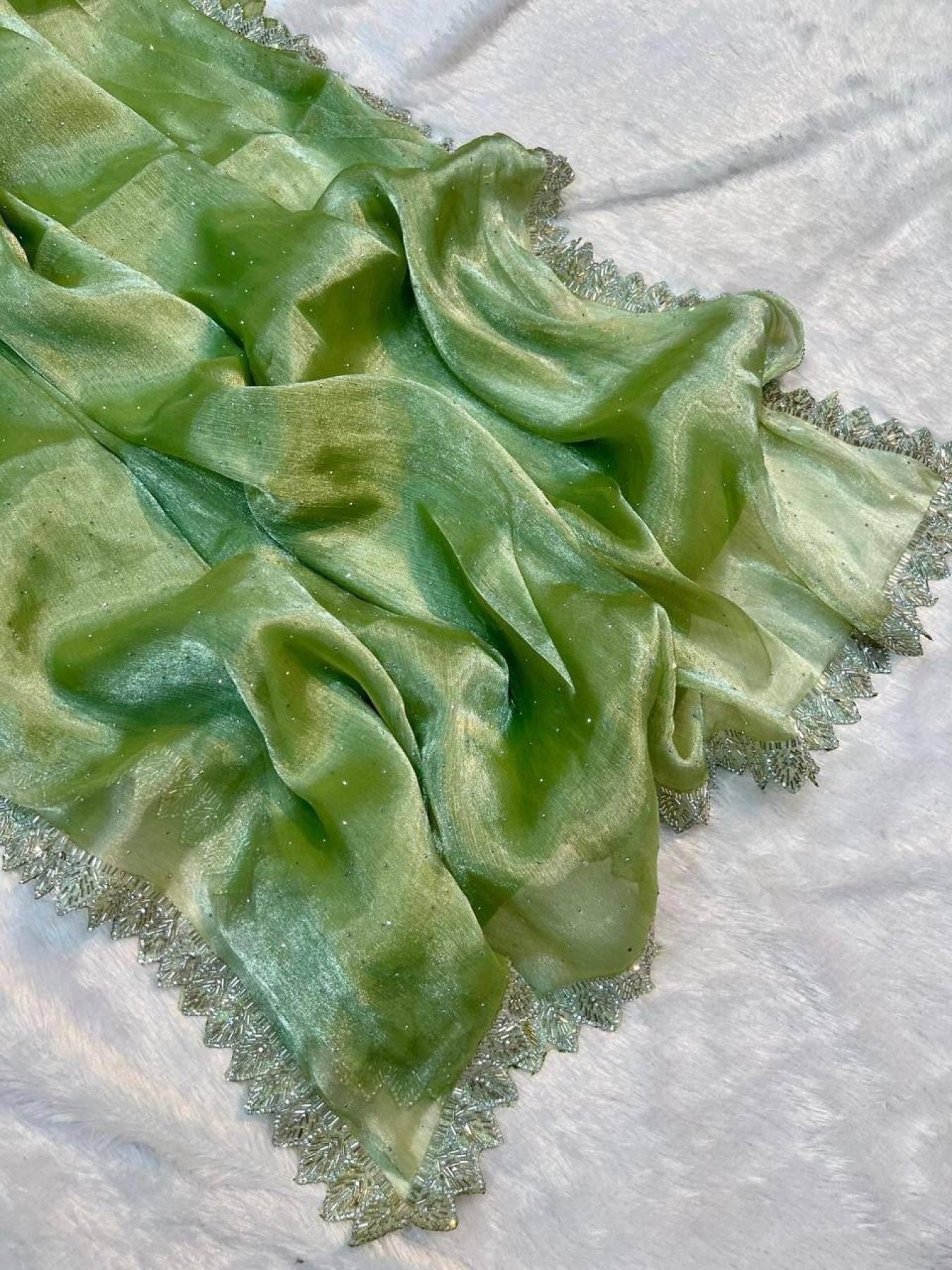 Green Saree - side drape view