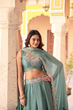 Purle Rangoli Silk Lehenga Set with Embroidery front view