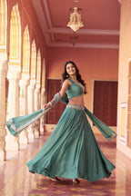 Purle Rangoli Silk Lehenga Set with Embroidery blouse and dupatta detail
