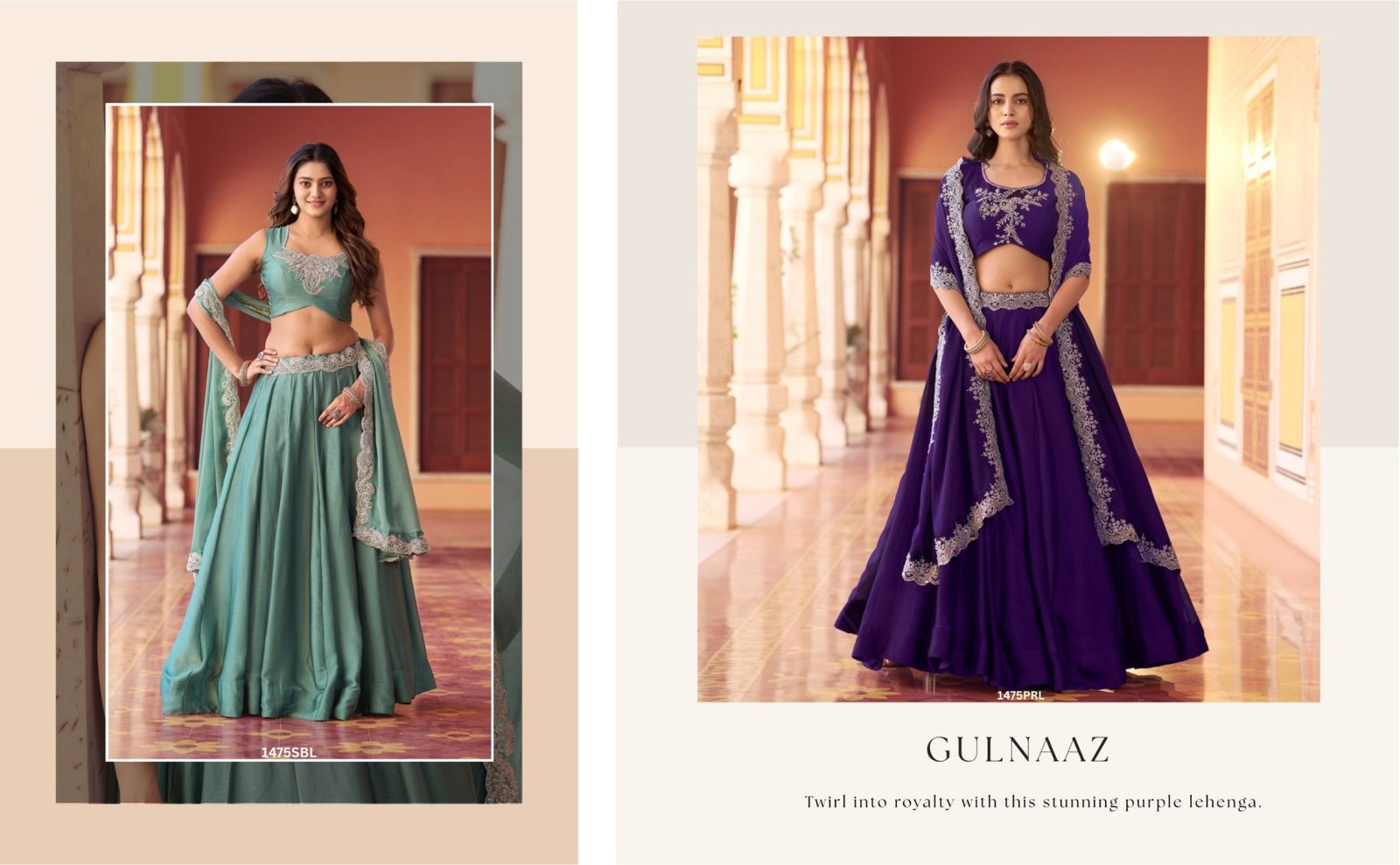 Purle Rangoli Silk Lehenga Set with Embroidery back view