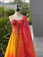 Exclusive Corset Lehenga - Fire Ombre