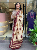 Printed Cotton Flared Kurti Pant Set with Mul Cotton Dupatta for Ethnic detailed view