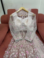 Net Saree Set - Thread Work back view