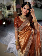Orange Saree - drape and pallu detail