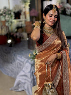 Orange Saree - pallu design detail