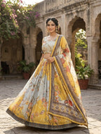 Tabby Silk Lehenga Set with Rich Digital Print and Embroidered Dupatta back view