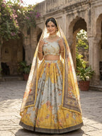 Tabby Silk Lehenga Set with Rich Digital Print and Embroidered Dupatta styling view