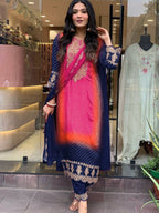 Multicoloured Bandhani print with mirror work and print Plus Size Kurti for women | Snyvia