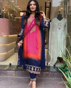 Multicoloured Bandhani print with mirror work and print Plus Size Kurti styling view