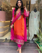 Multicoloured Bandhani print with mirror work and print Plus Size Kurti detailed view