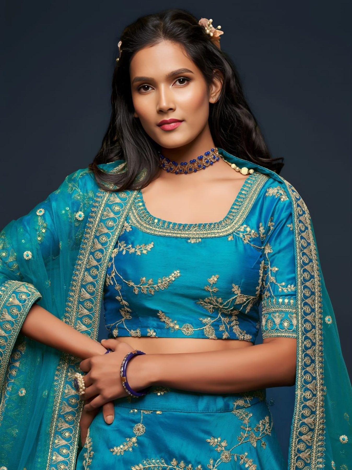 Art Silk Lehenga Choli Set with Heavy Zari and Sequins Work colour variant view