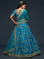 Art Silk Lehenga Choli Set with Heavy Zari and Sequins Work front view
