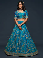 Art Silk Lehenga Choli Set with Heavy Zari and Sequins Work full drape view