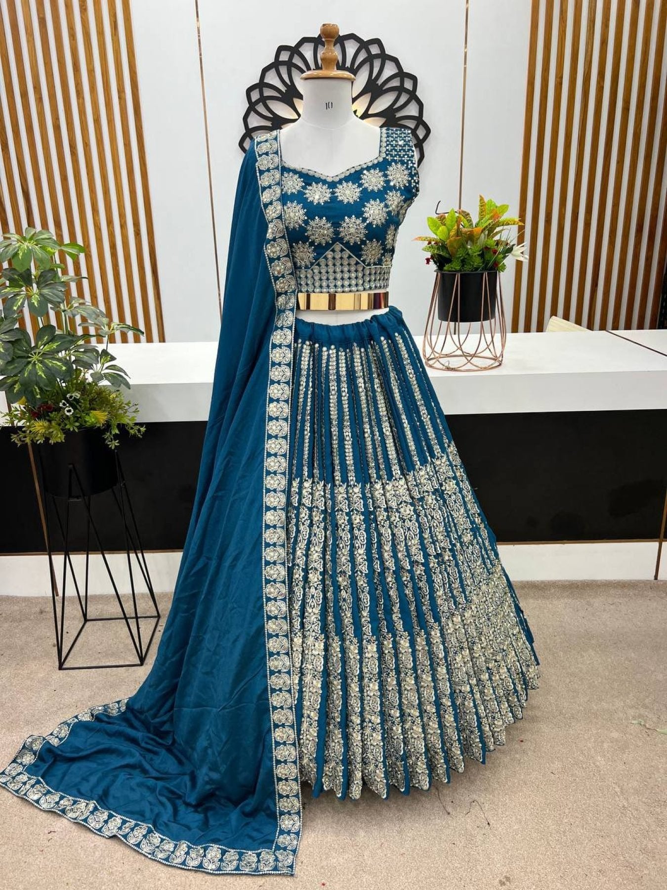 Chinnon Lehenga with Embroidery Wedding Ready Elegance full drape view