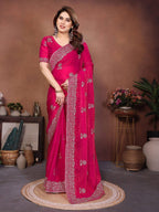Pink Chiffon Saree - drape and pallu detail