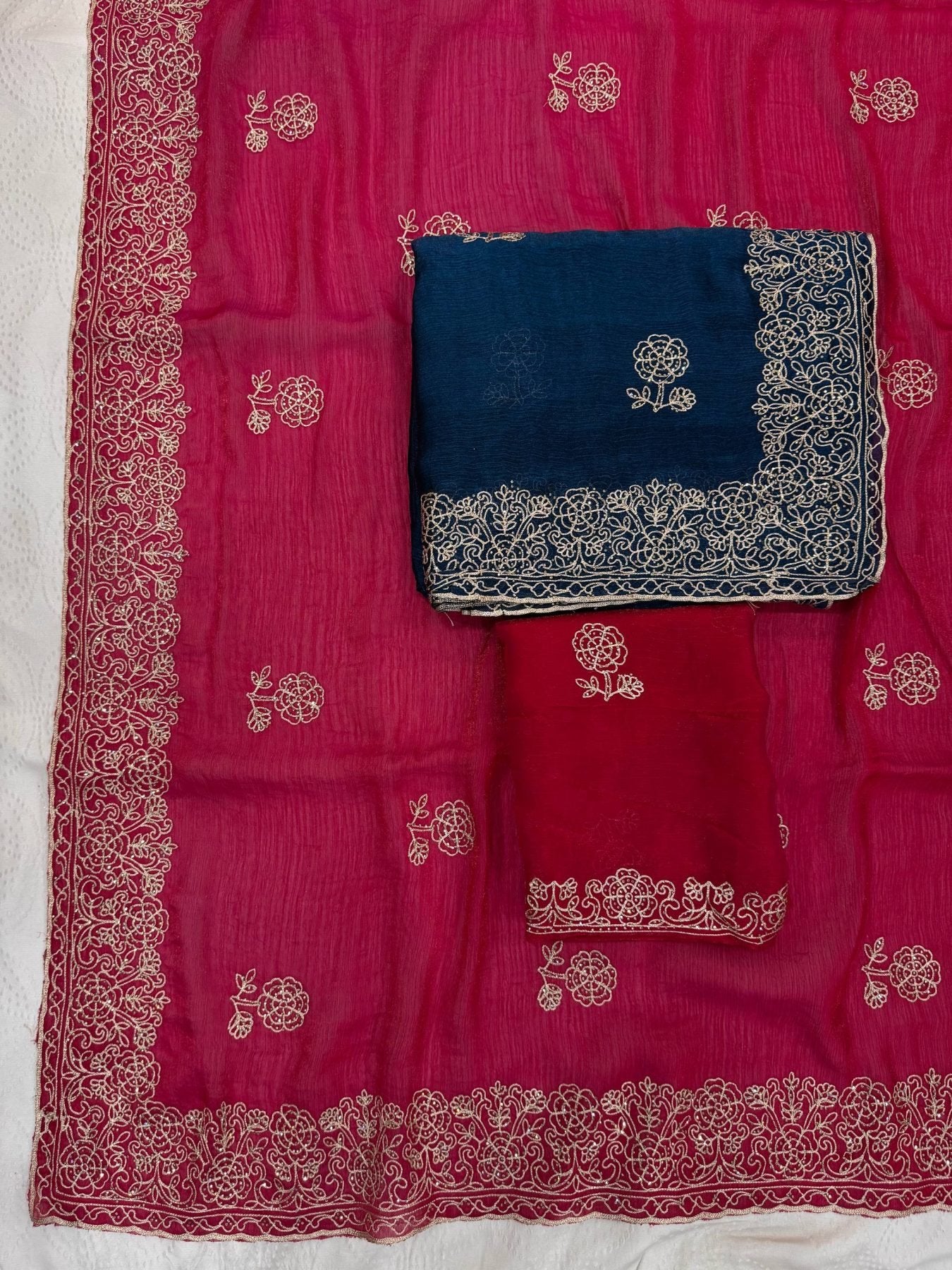 Pink Chiffon Saree - detail view 13