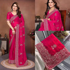 Pink Chiffon Saree - detail view 14