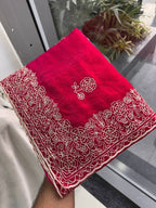 Pink Chiffon Saree - fabric texture close-up