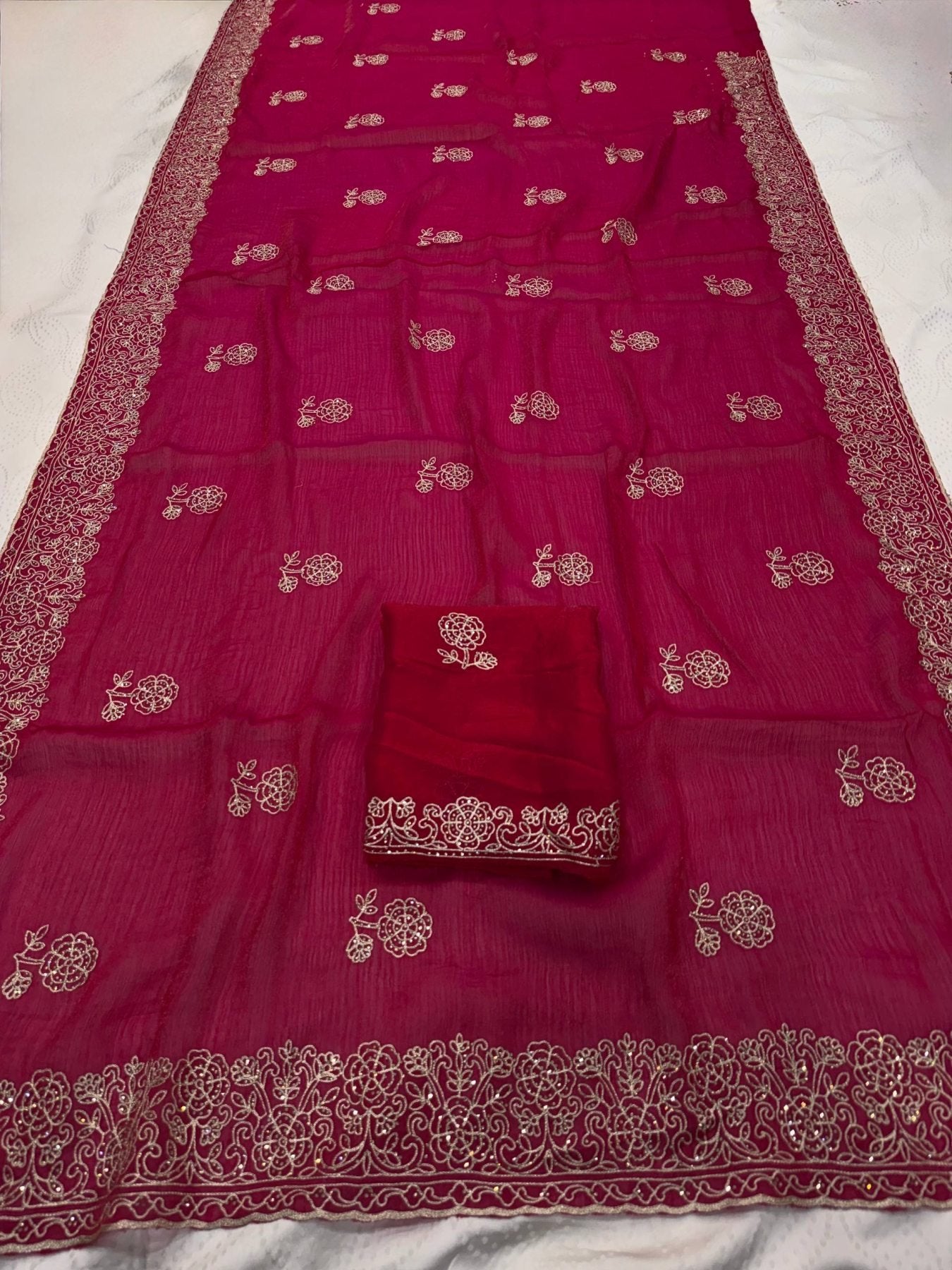 Pink Chiffon Saree - styling and accessories view