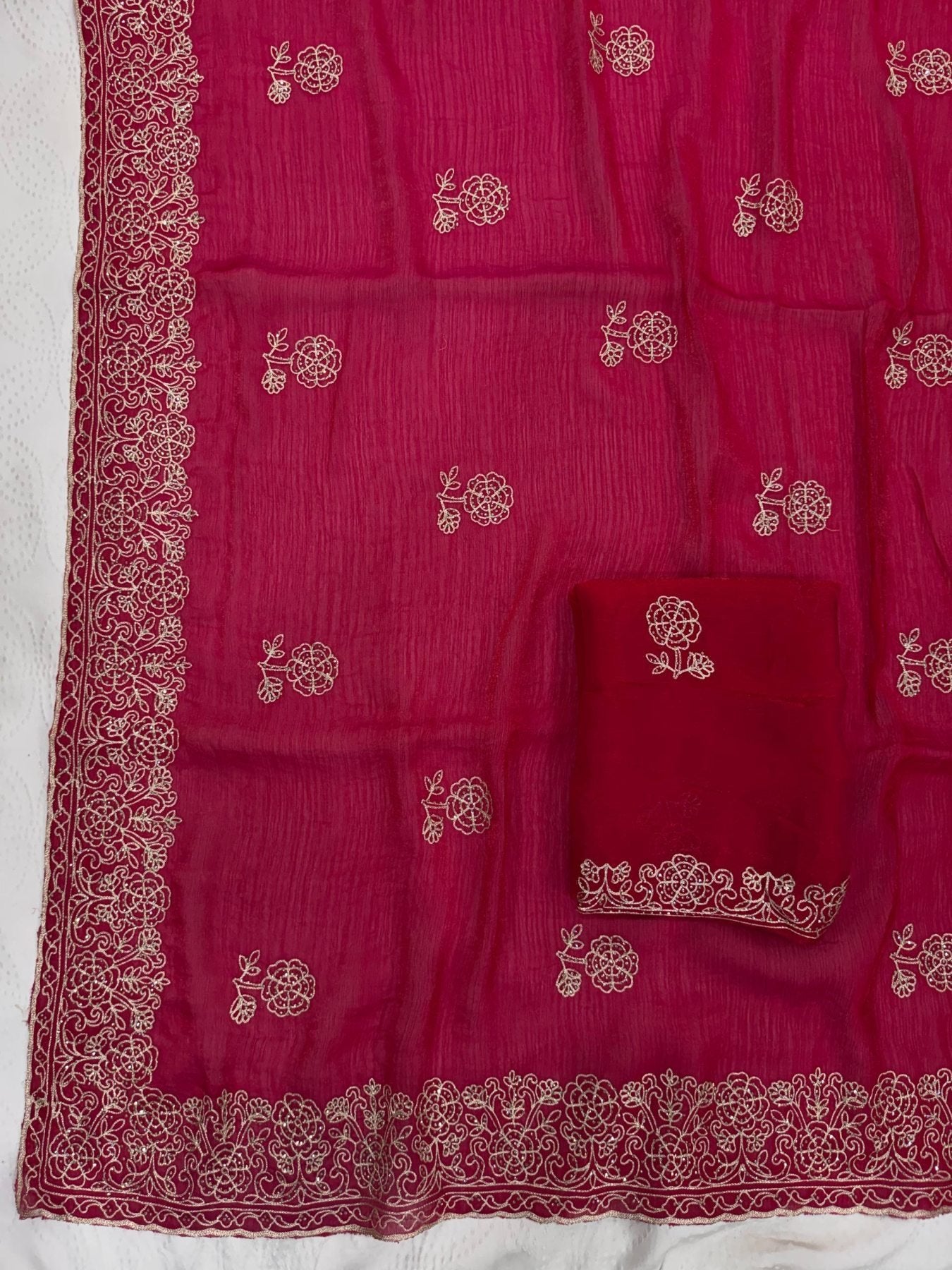 Pink Chiffon Saree - full-length drape