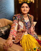 Festive Special Muslin Cotton Chaniya Choli with Jacket And Real Mirror Wor full drape view