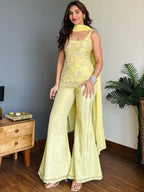 Festive Wear Faux Georgette 3 Piece Kurta Pant with Matching Dupatta embroidery close-up