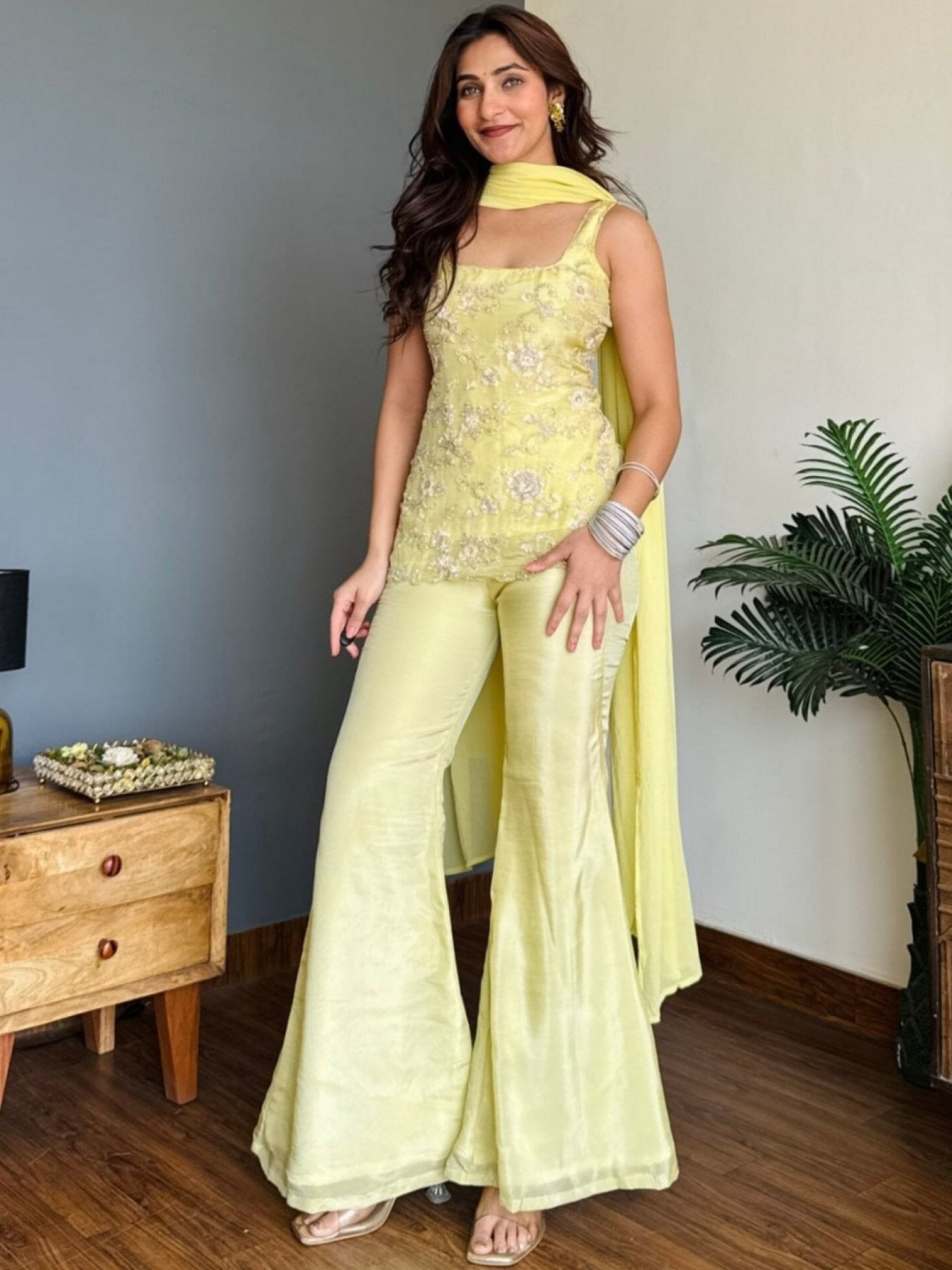 Festive Wear Faux Georgette 3 Piece Kurta Pant with Matching Dupatta embroidery close-up