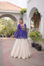 Pink Navratri Kora Cotton Lehenga Choli with Kutchi Gamthi Patchwork blouse and dupatta detail