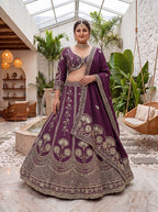 White Chinon Silk Plus Size Lehenga Choli with Zari Sequins Embroidery full drape view