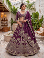 Chinon Silk Plus Size Lehenga Choli with Zari Sequins Embroidery detailed view
