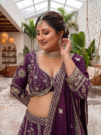 Chinon Silk Plus Size Lehenga Choli with Zari Sequins Embroidery fabric texture detail