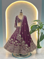Chinon Silk Plus Size Lehenga Choli with Zari Sequins Embroidery styling view