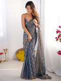 Gold Chiffon Saree for women - full front view | Snyvia