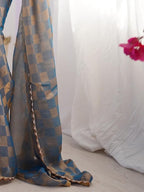 Gold Chiffon Saree - drape and pallu detail