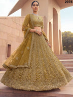 Golden Net Bridal Lehenga with Crystal and Sequins Work for Wedding Wear for women | Snyvia