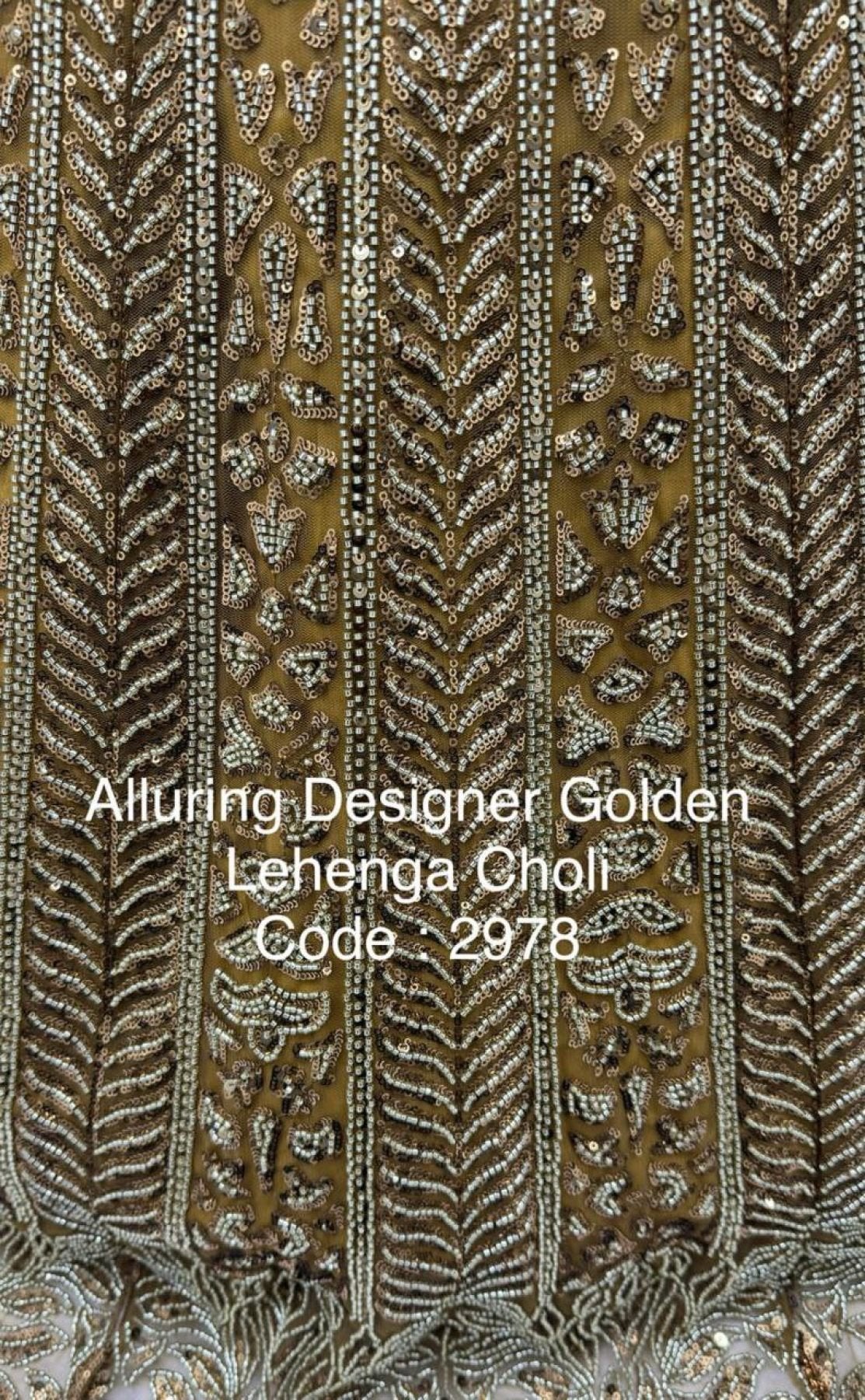 Golden Net Bridal Lehenga with Crystal and Sequins Work for Wedding Wear colour variant view