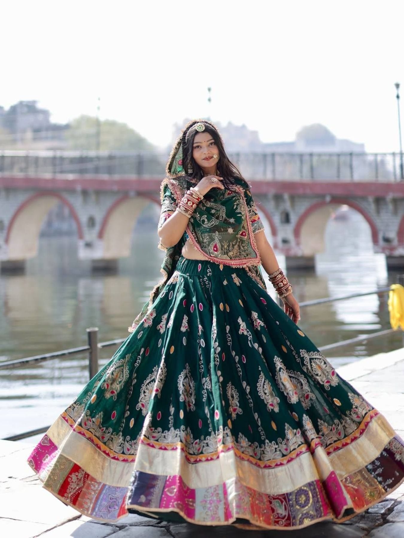 Muslin Cotton Mirror Work Lehenga Choli for Navratri and Garba Nights for women | Snyvia