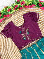 Pure Silk Lehenga Set with Maggam Work Blouse for Festive Wear detailed view