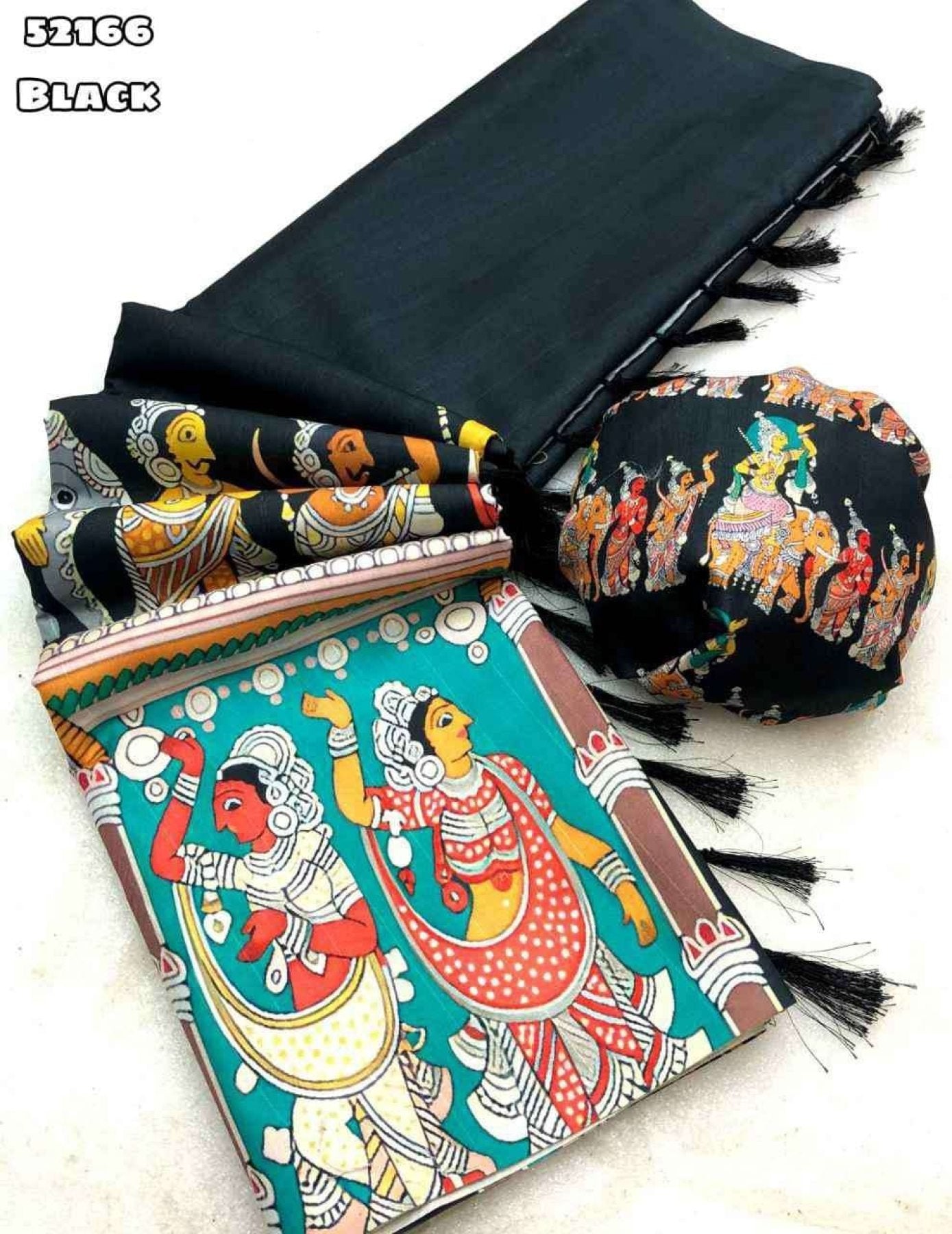 Black Saree - drape and pallu detail