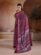 Maroon Georgette Saree - side drape view