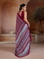 Maroon Georgette Saree - fabric texture close-up