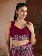Maroon Georgette Saree - embroidery work detail