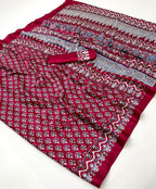 Maroon Georgette Saree - pallu design detail